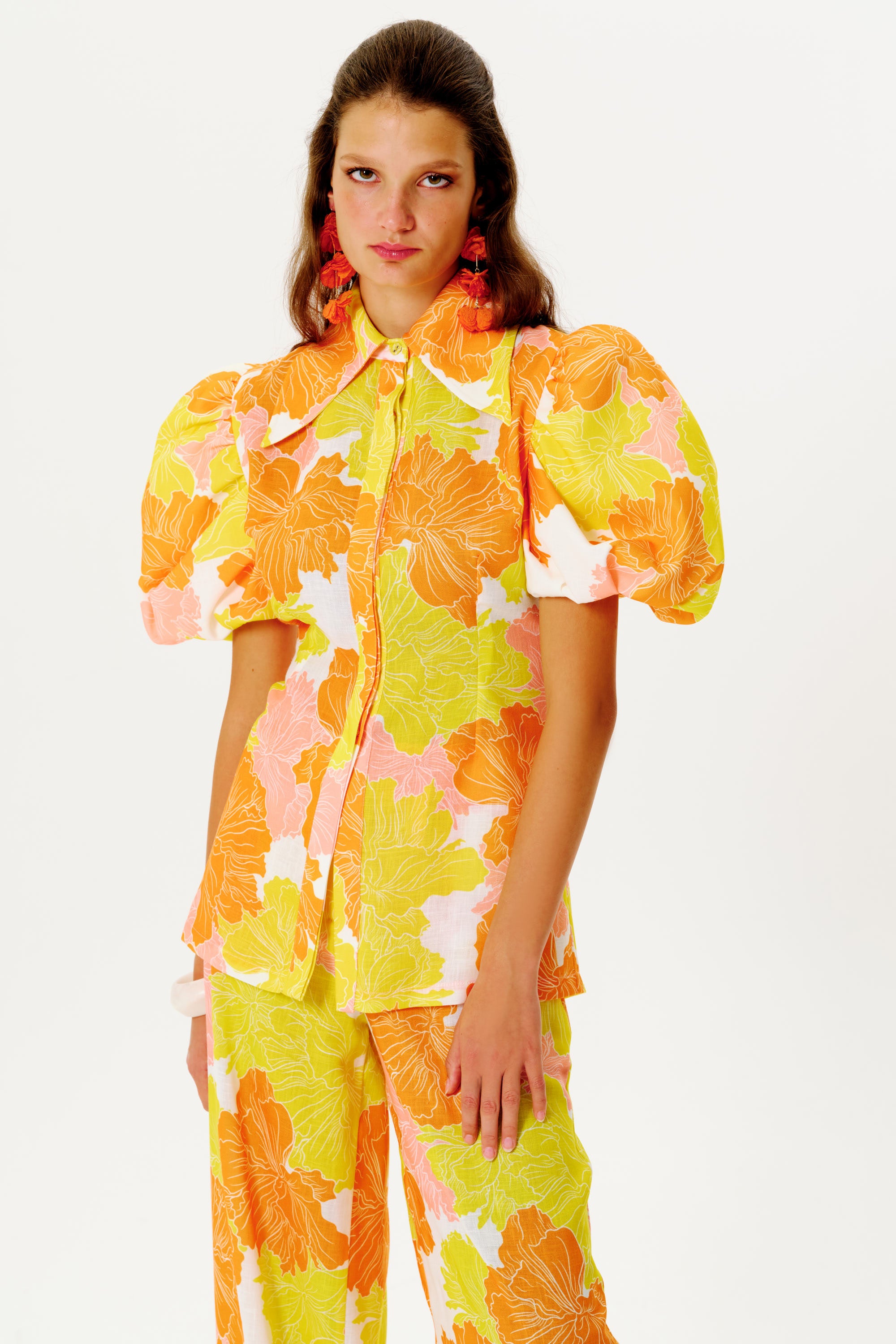 Franca Linen Shirt | Orange & Yellow – Mergim