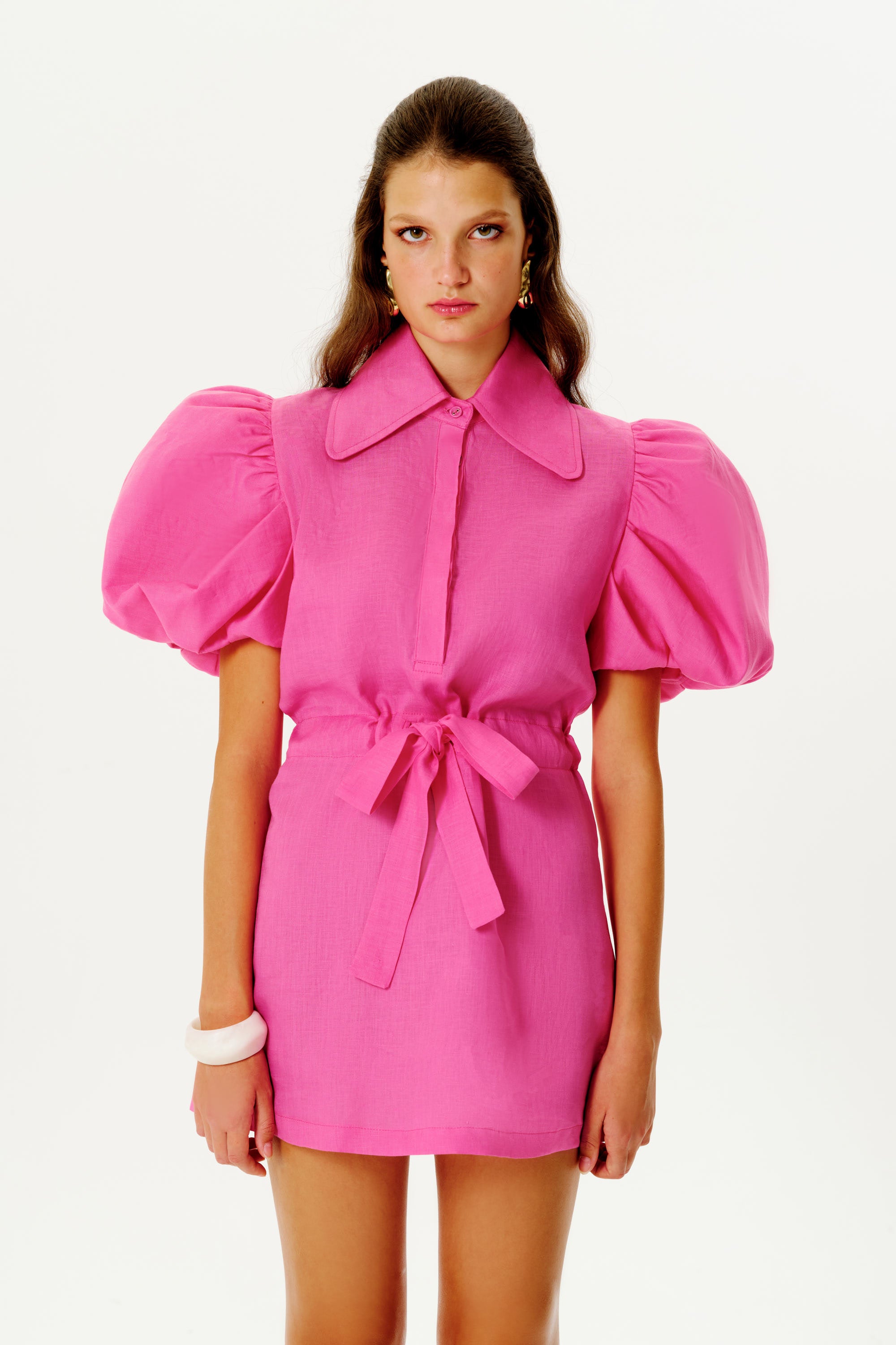 Franca Puff Sleeved Dress | Fuschia – Mergim
