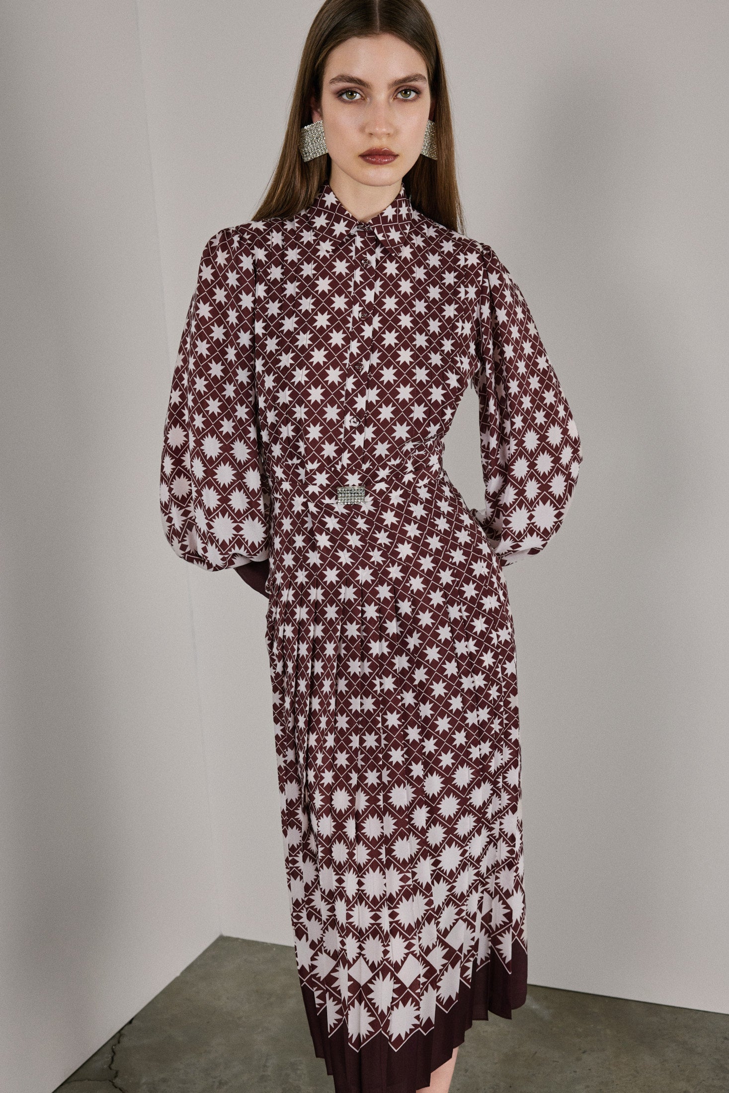 emma dress in burgundy by ser o ya SER.O.YA BURGUNDY EMMA SILK DRESS