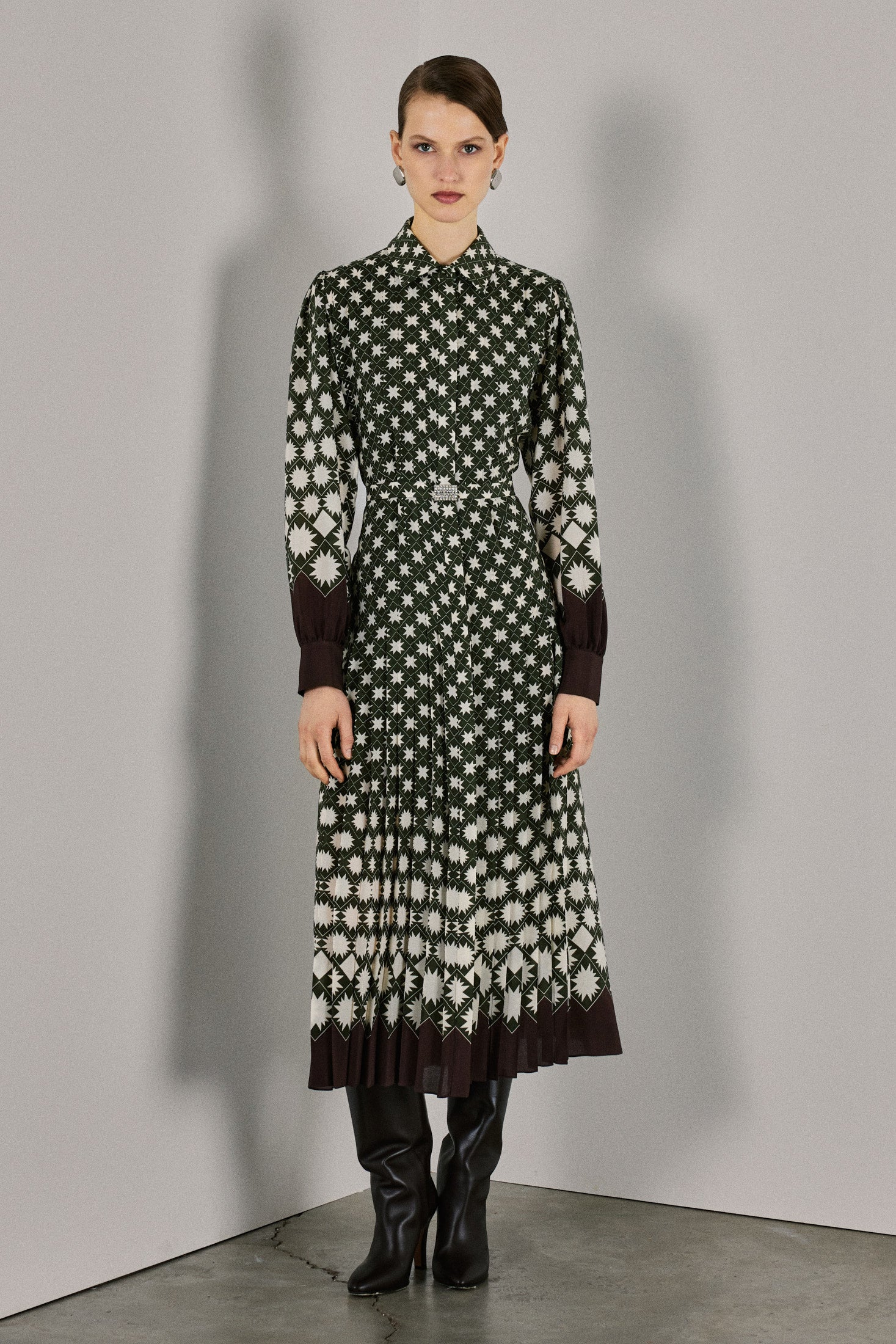 black and khaki dress Daphne Dress / Khaki Zig Zag Khaki Zig Zag / S