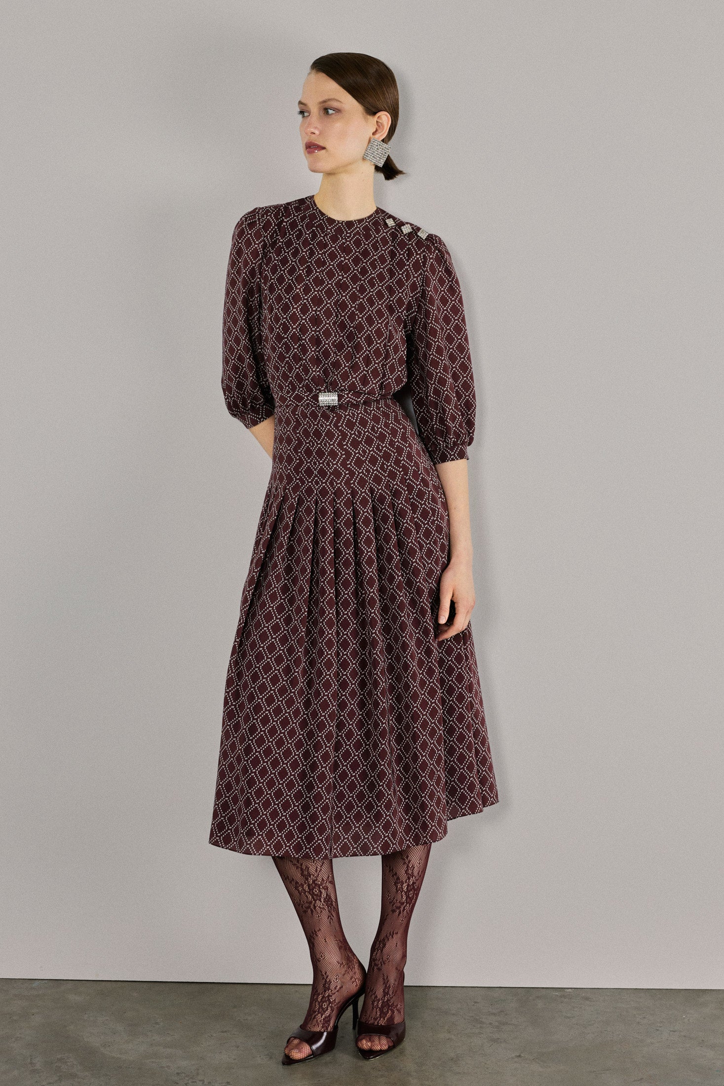 maya burgundy dress Maya Burgundy Corsage Halter Floral Maxi Dress – Maya Deluxe main image 1
