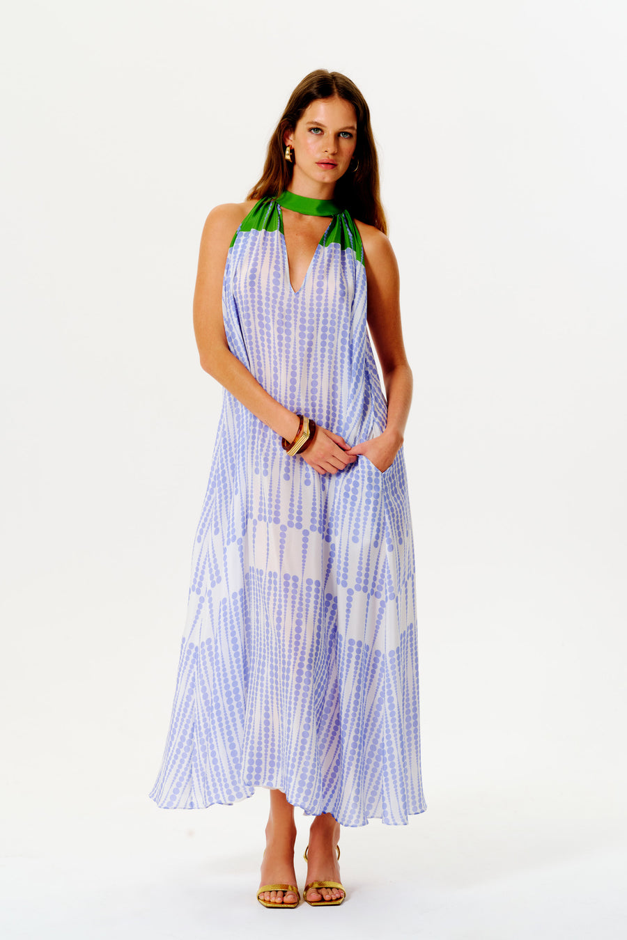 Amber Silk Dress | Lilac & Green Mergim Amber Silk Dress | Lilac & Green Mergim