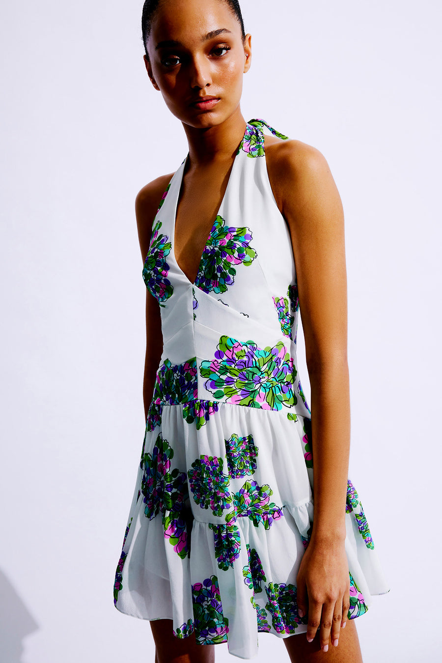 Valentina Mini Silk Dress | Violet & Green