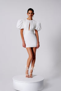 sola mini dress Sola Drapped Puff Sleeve Mini Dress