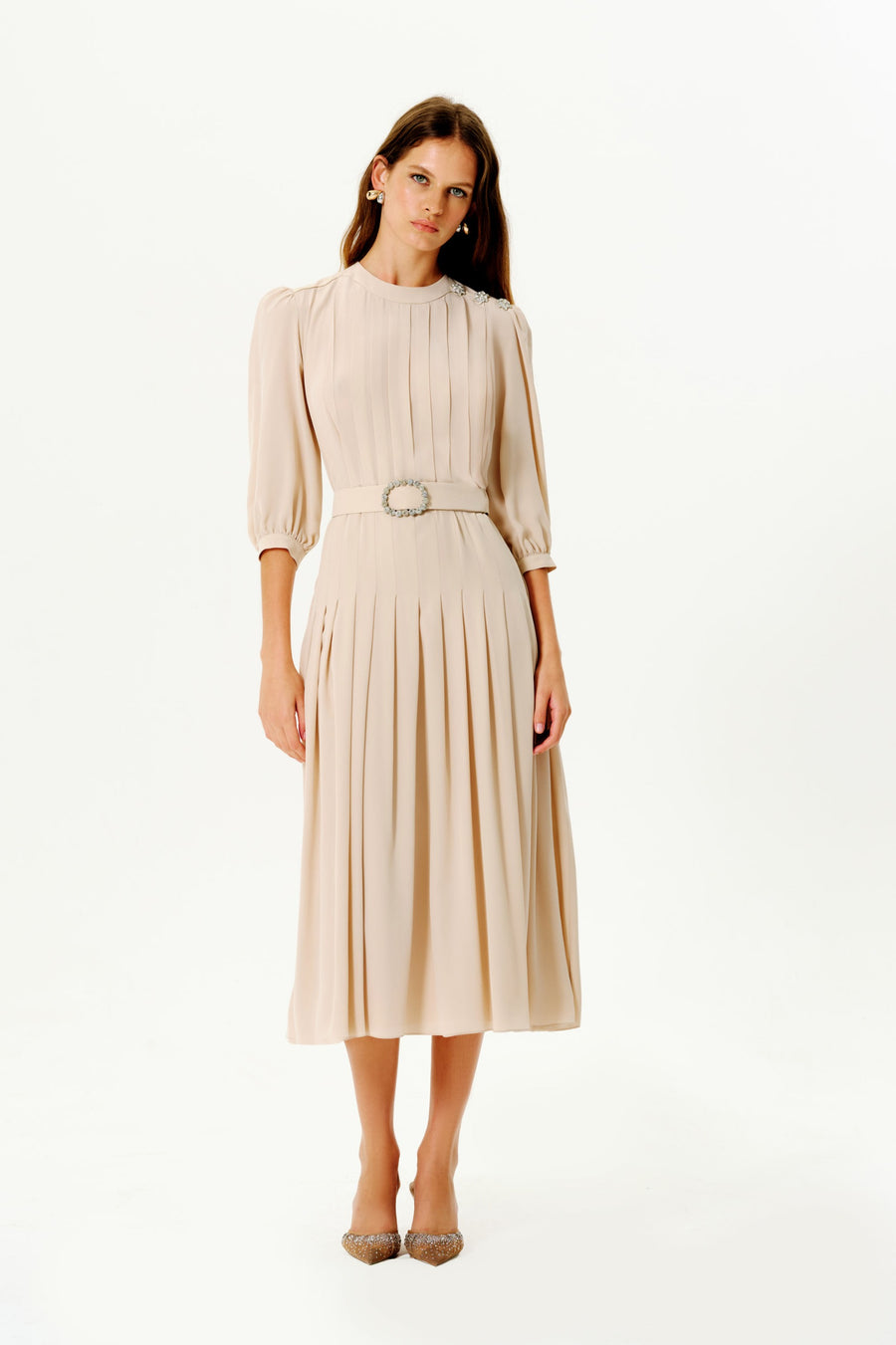 Maya Silk Dress | Beige Mergim Maya Silk Dress | Beige Mergim