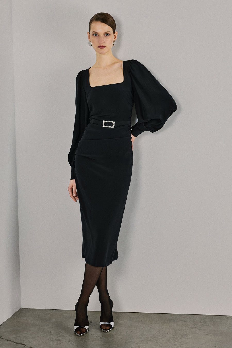 black silk sheath dress Clean Halter-Neck Black Silk Sheath Dress SILKROSE