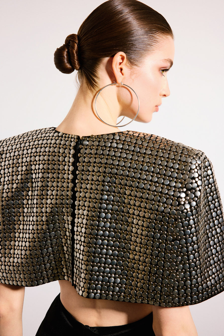 Antonia Cut Out Velvet Mini Dress Black & Studs