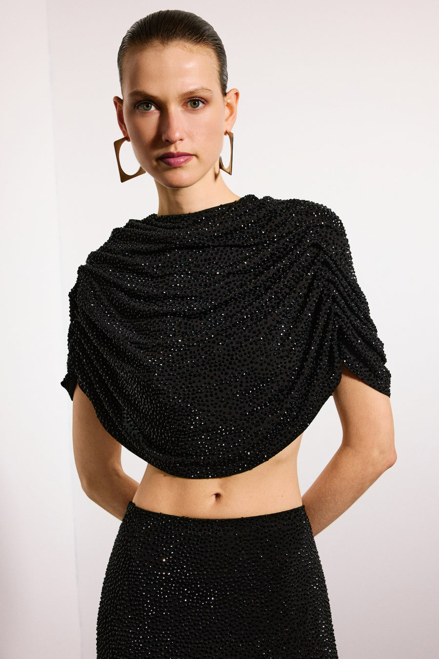 Bardot Cyrstal Top | Black & Black