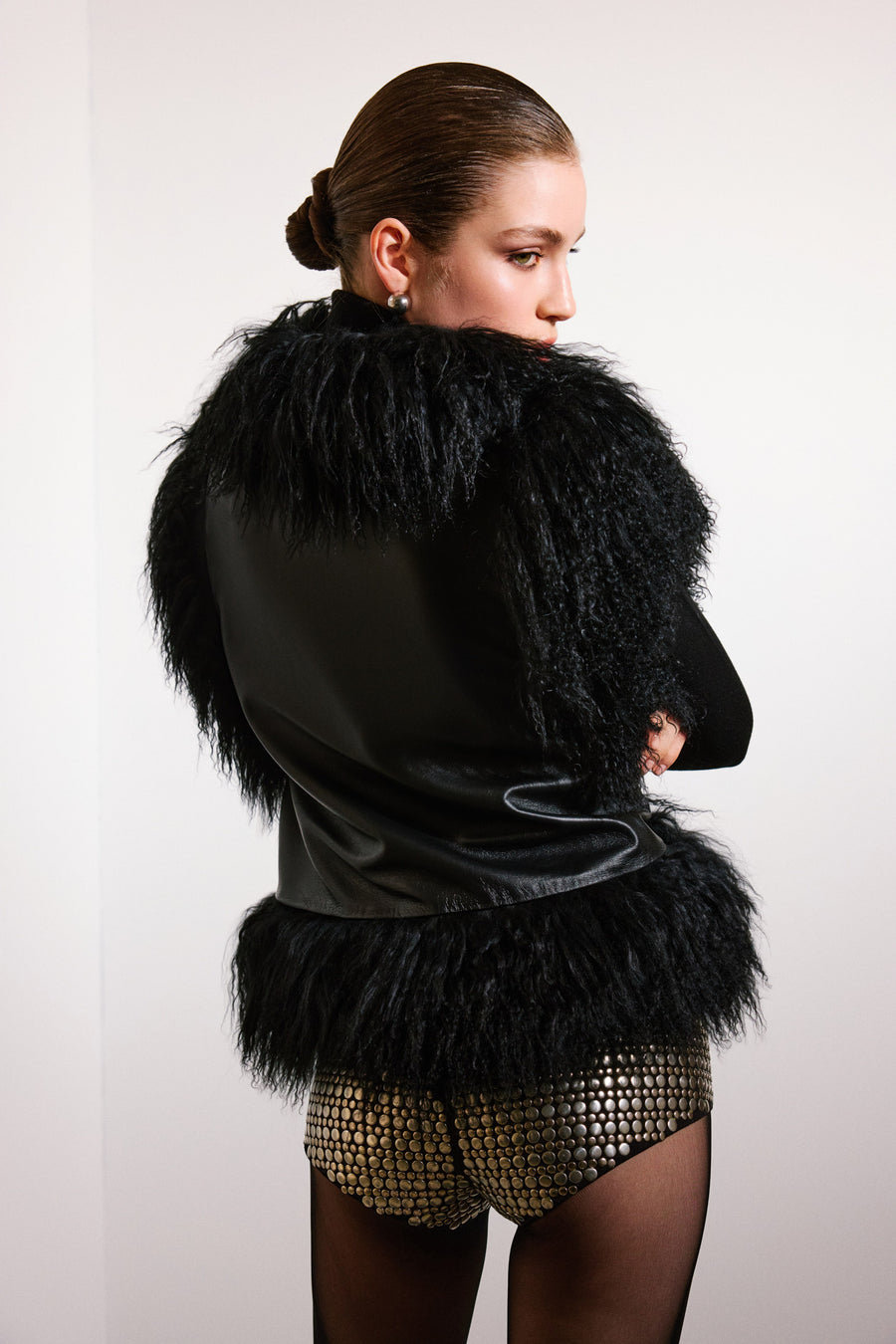 Josette Shearling Vest | Black & Black