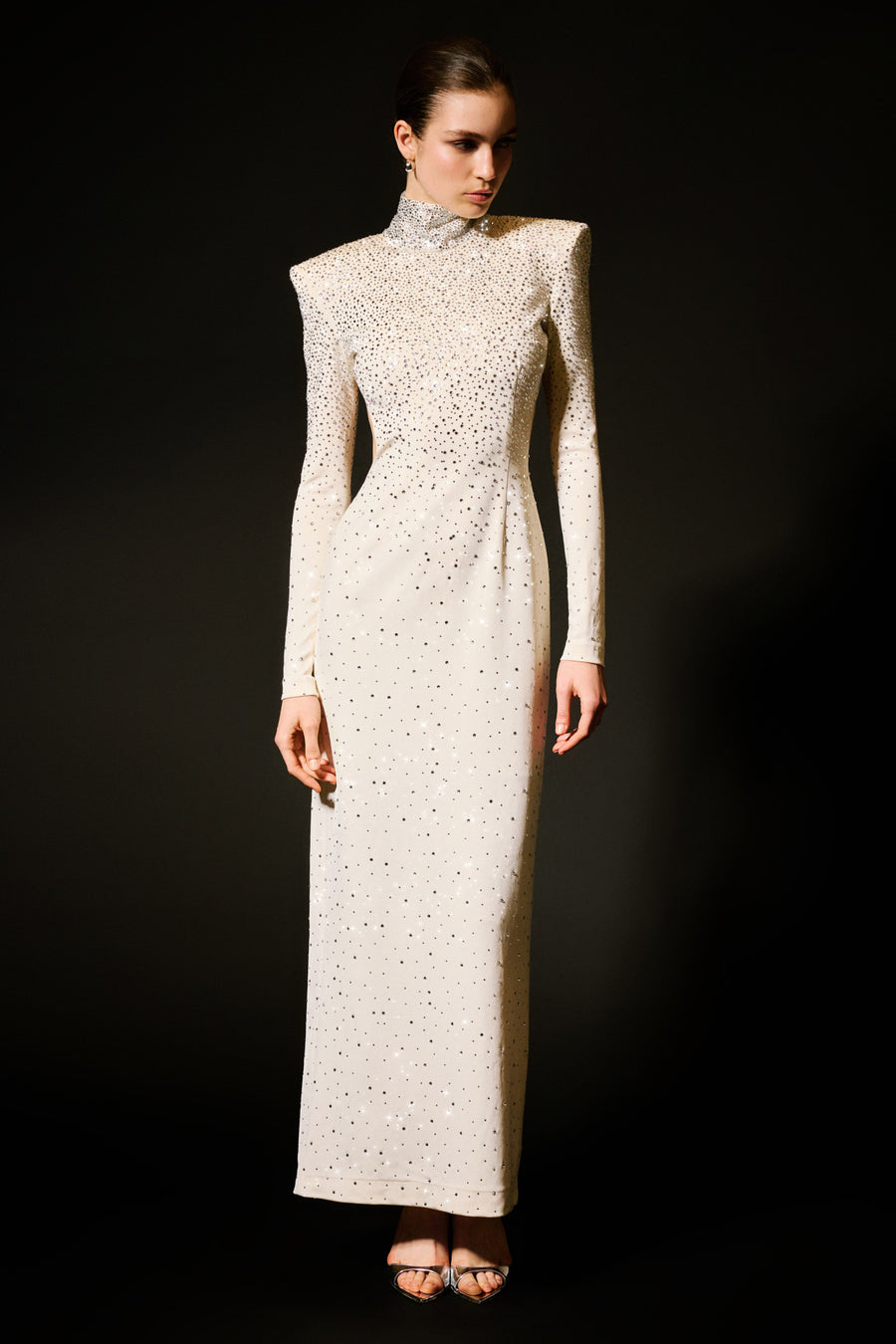 Zayla Crystal Backless Dress Cream & Crystal – Mergim