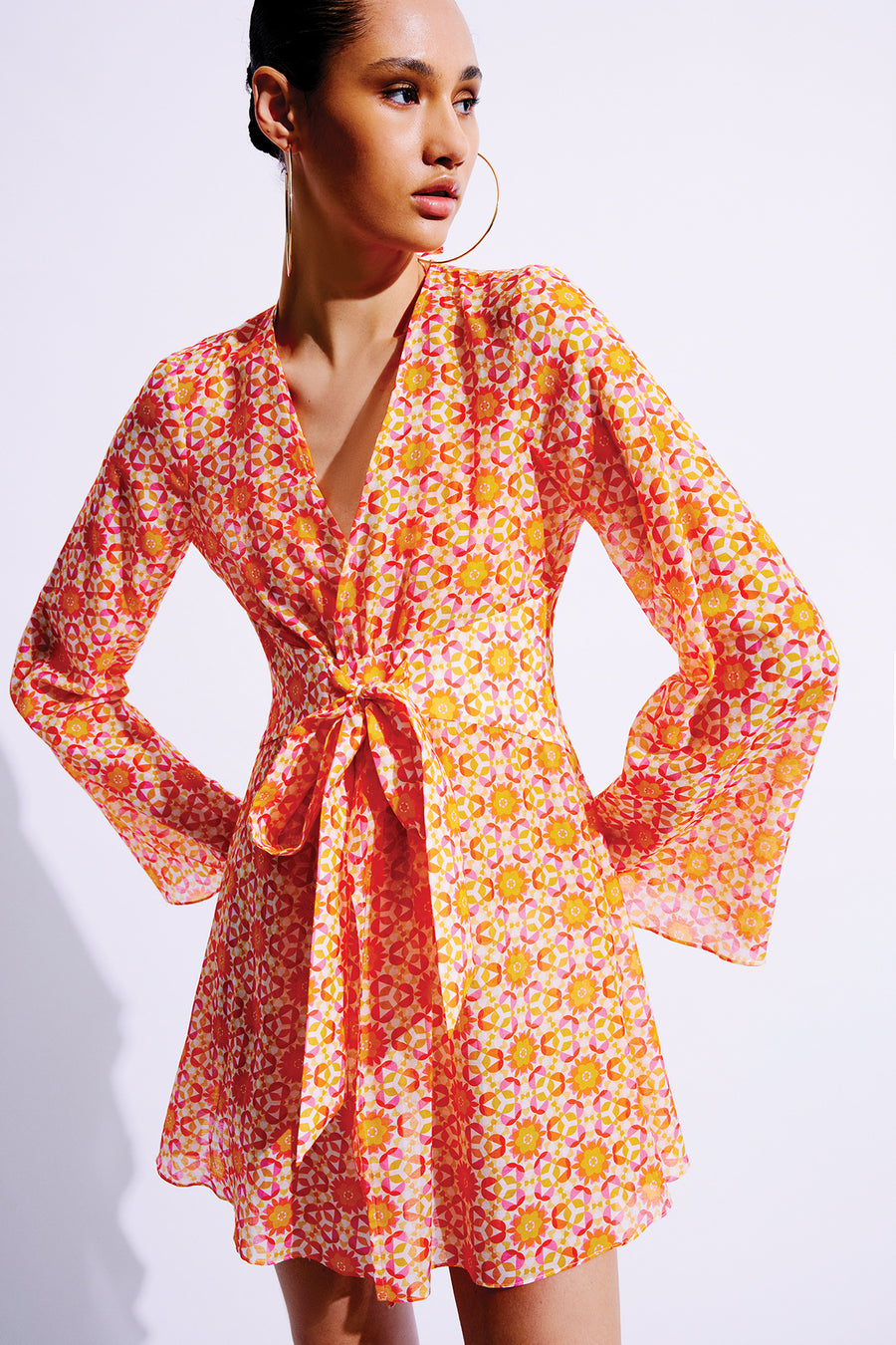 Carmellia Silk Cotton Kimono | Orange & Pink