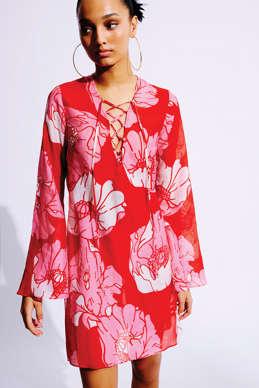Brandy Silk Cotton Dress | Pink & Red