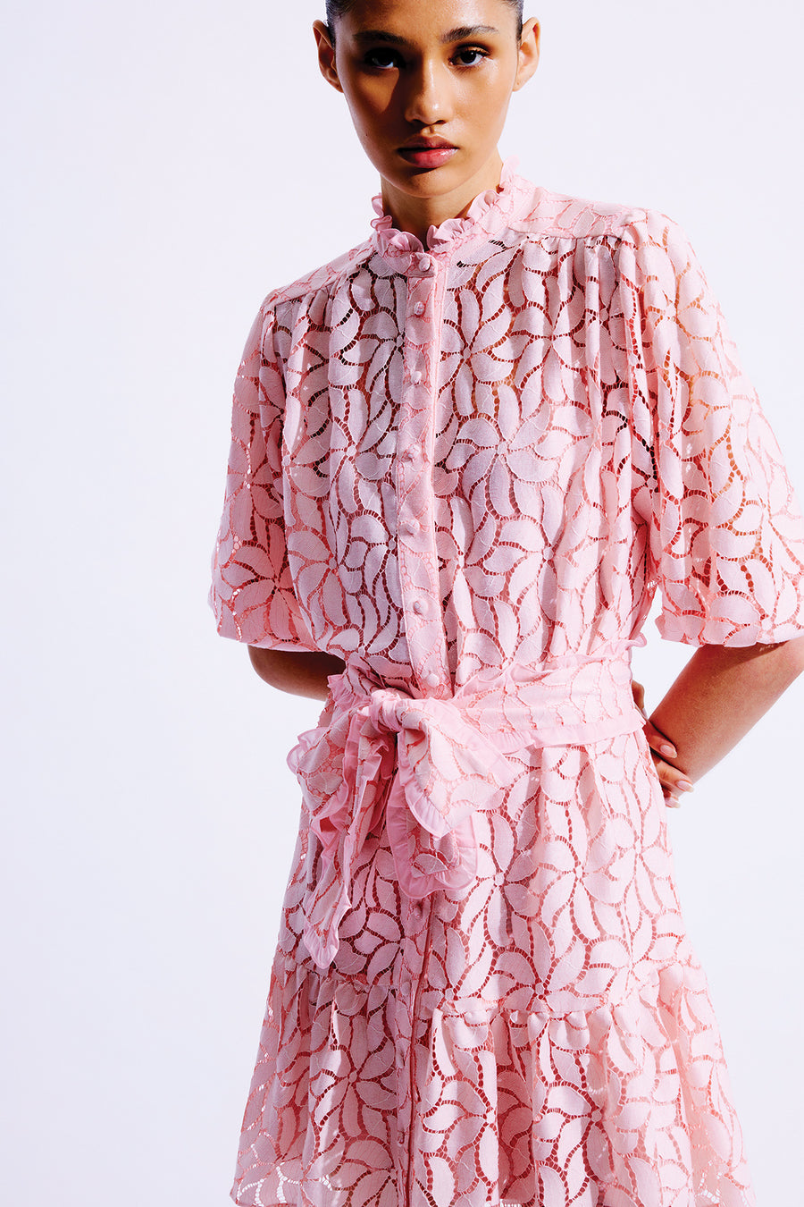 Jasmine Lace Mini Dress | Light Pink