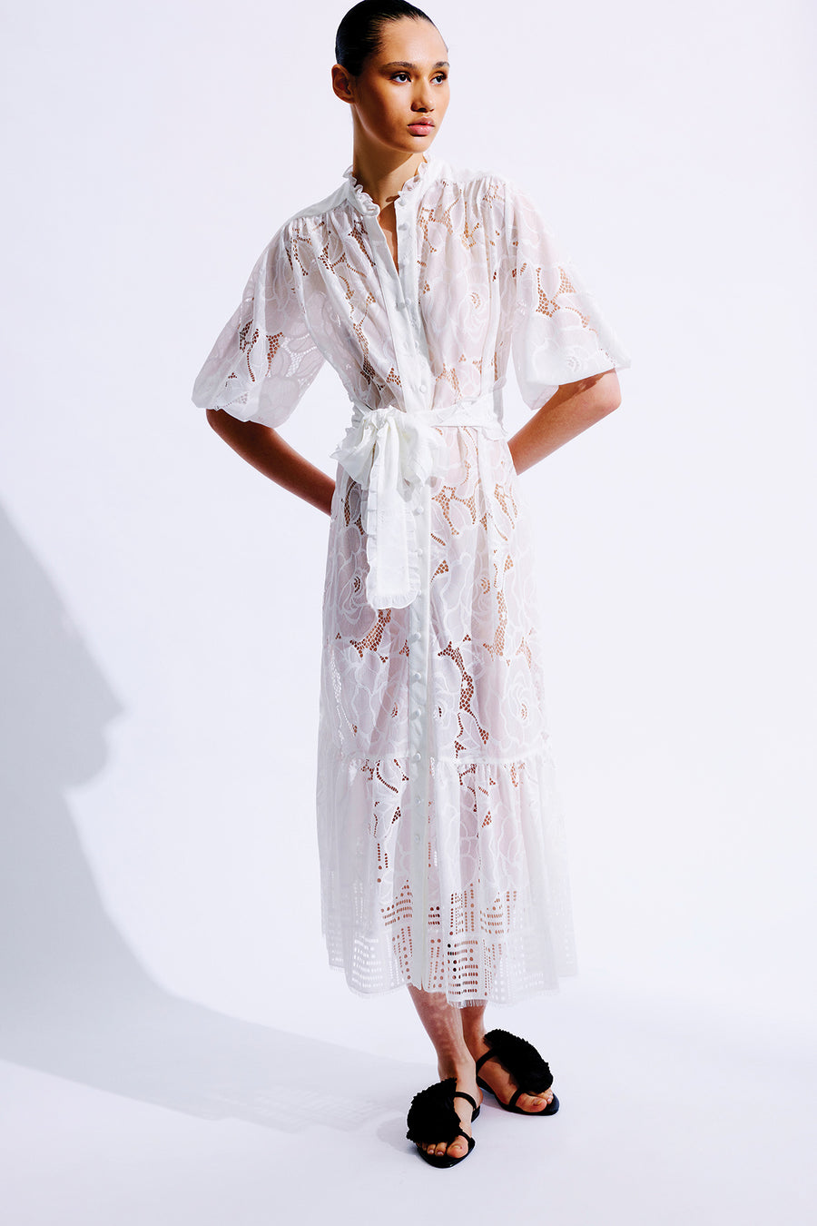 Jasmine Cotton Lace Maxi Dress | White