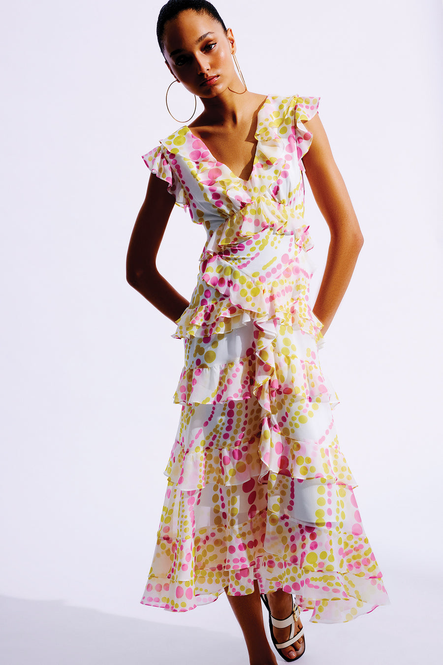 Bianca Silk Dress | Pastel Pink & Yellow