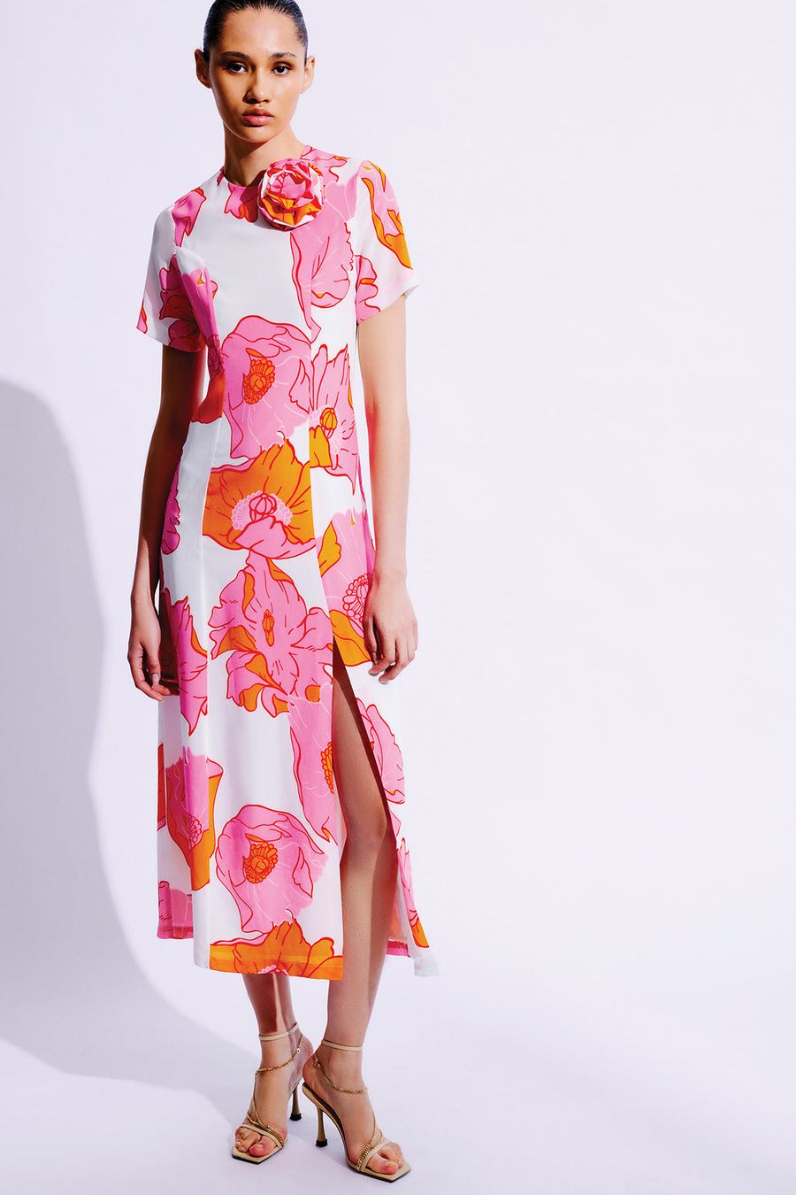 Alberta Silk Dress | Pink & Orange