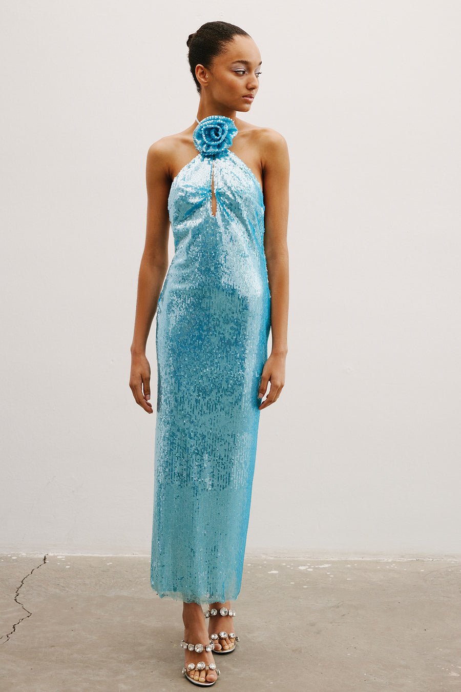 Amber Backless Dress | Aqua Sequins Amber Backless Dress | Aqua Sequins
