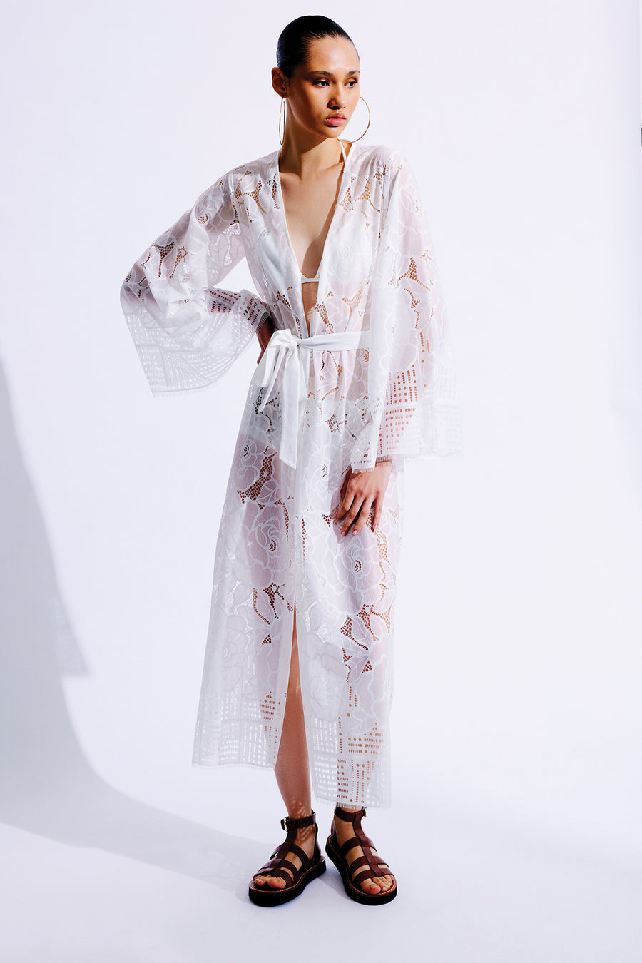 Diana Lace Kimono | White