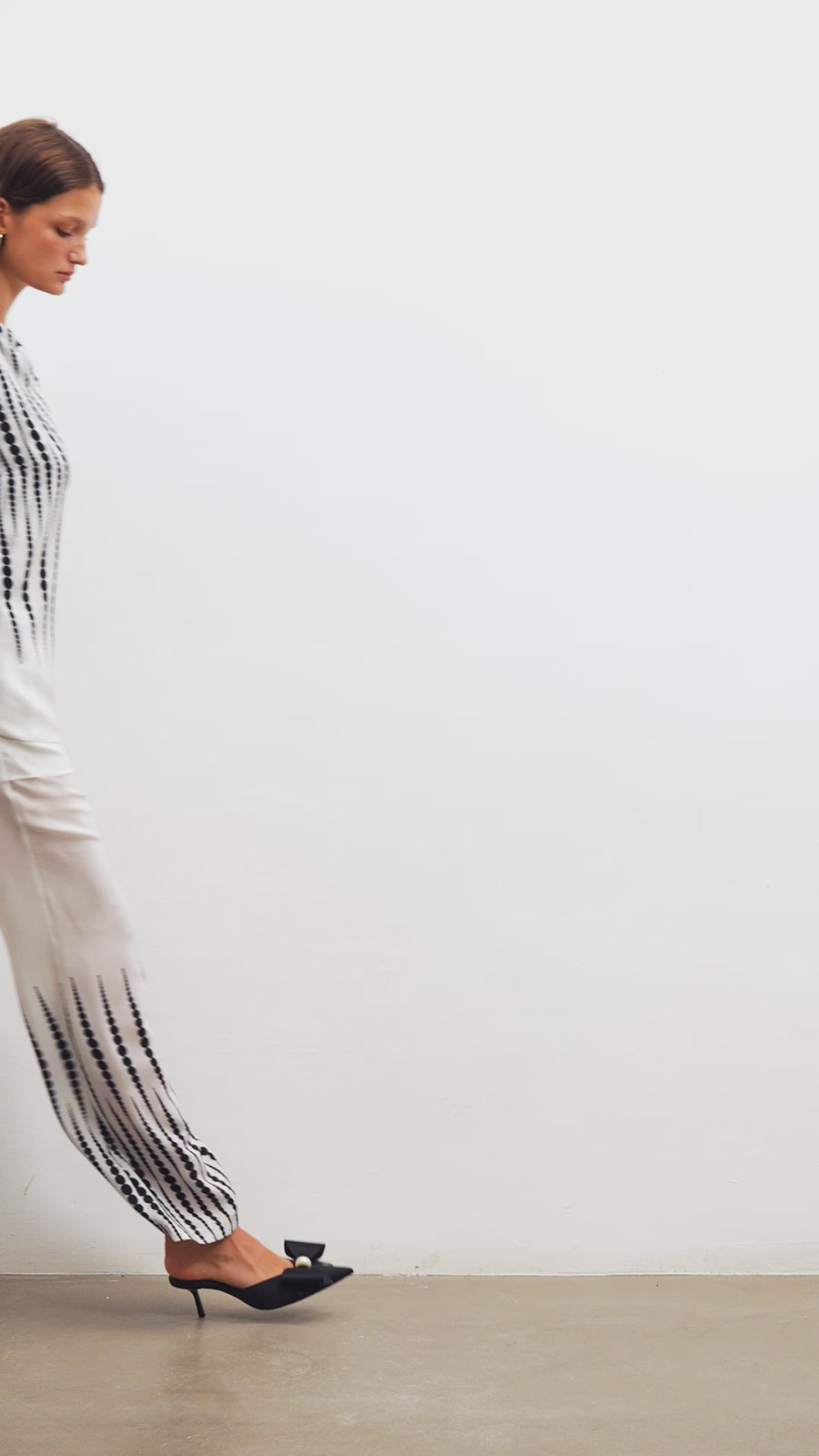 Amelia Silk Pants | White & Black