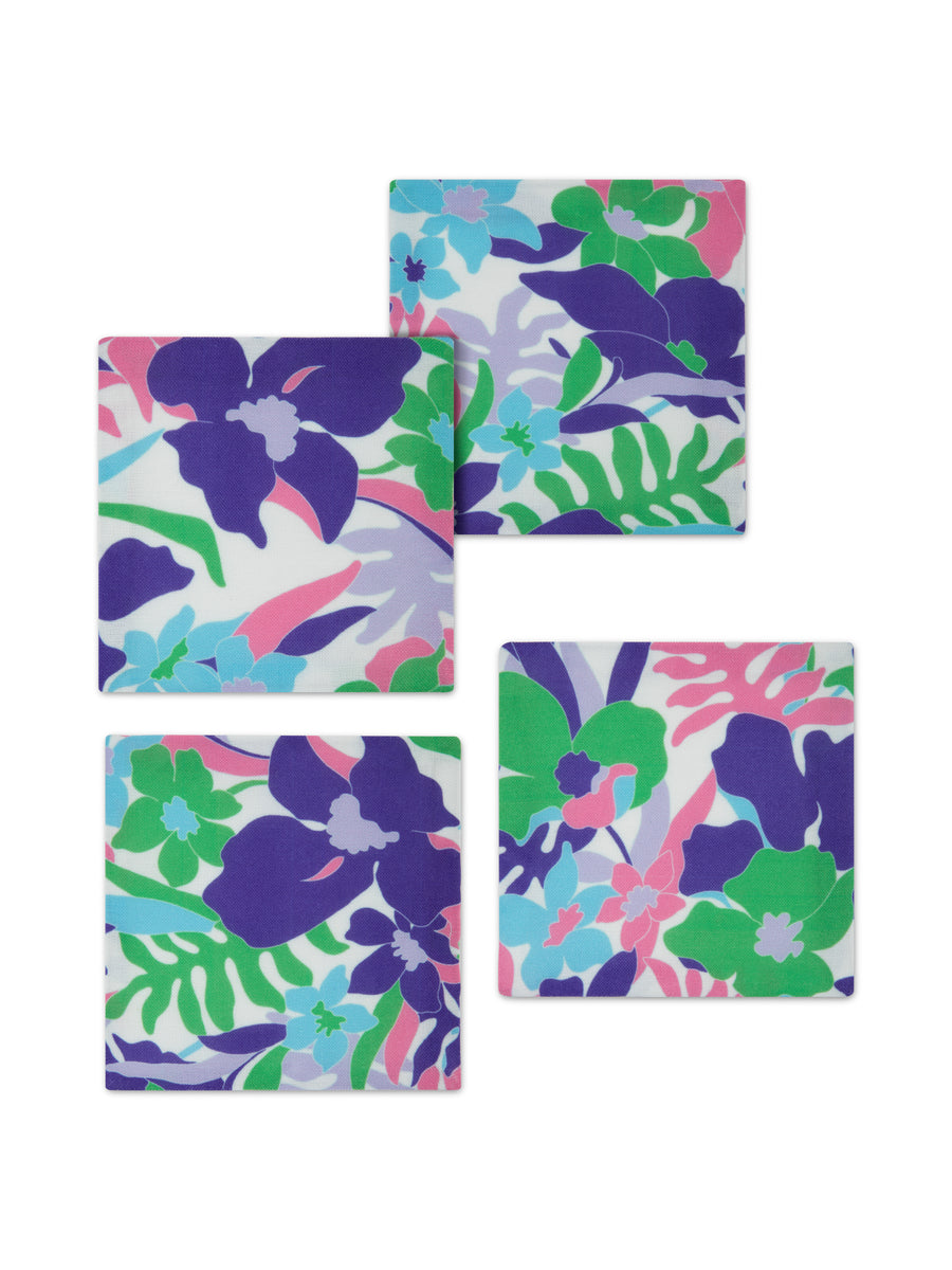 Mergim x Hommdays Coasters Set of 4 Violet Blooms in Linen