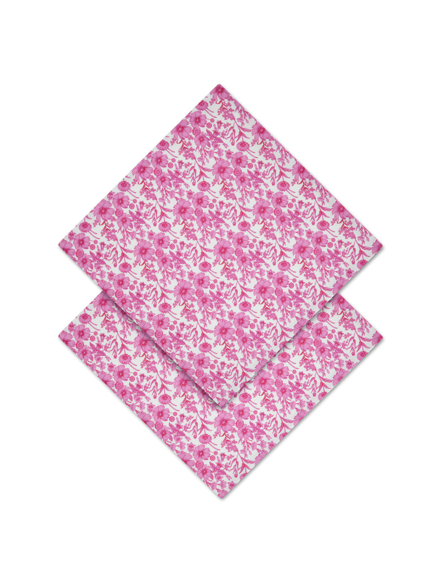 Mergim x Hommdays Dinner Napkins Set of 2 Pink Blooms in Linen
