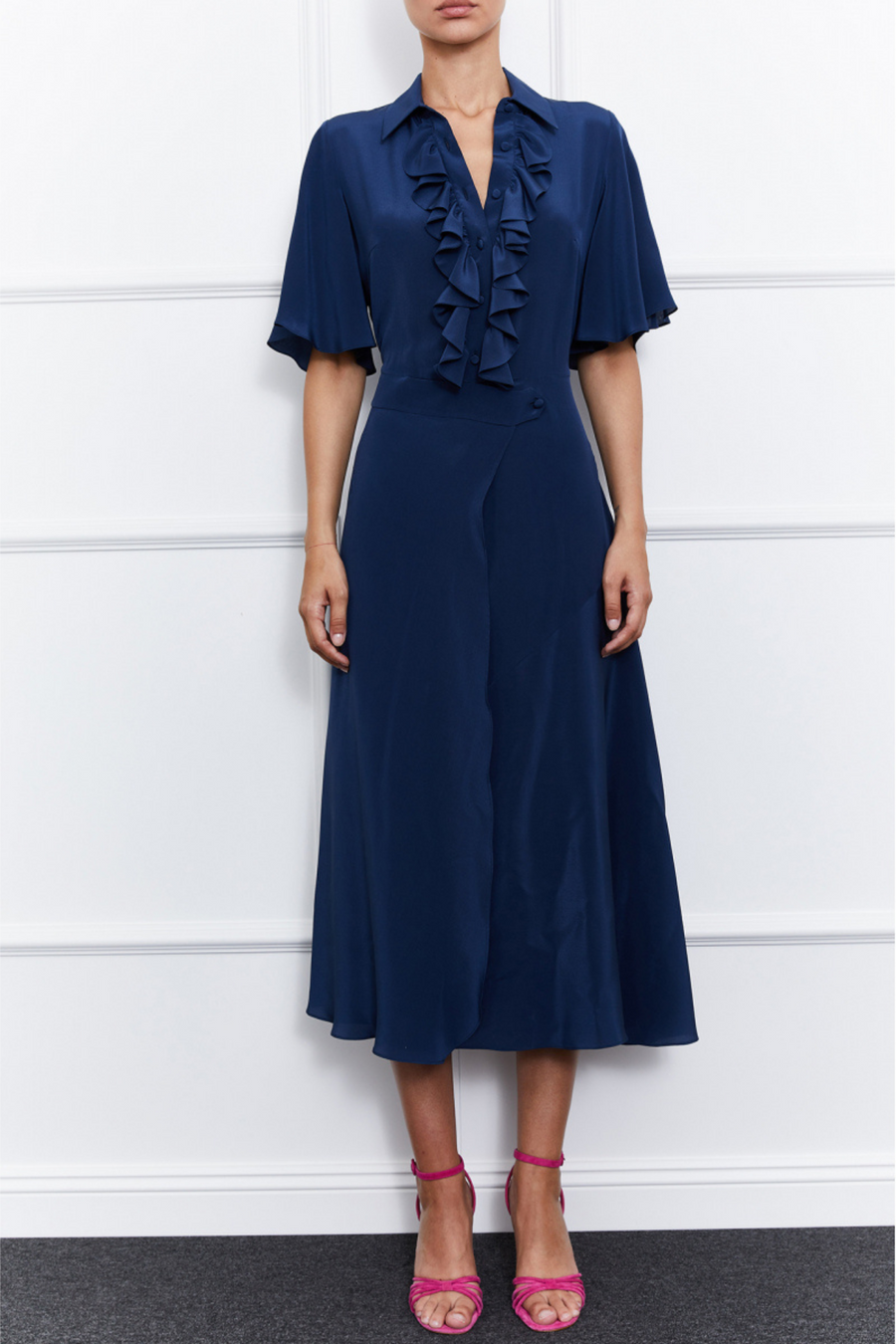 Julie Silk Dress (Navy Blue)