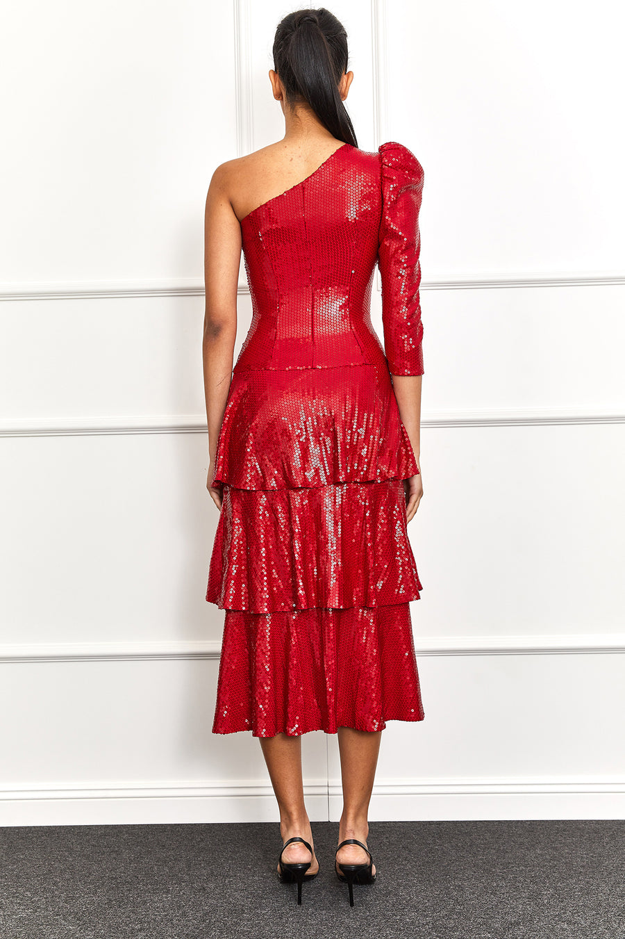 Primrose One shoulder Dress (Red)