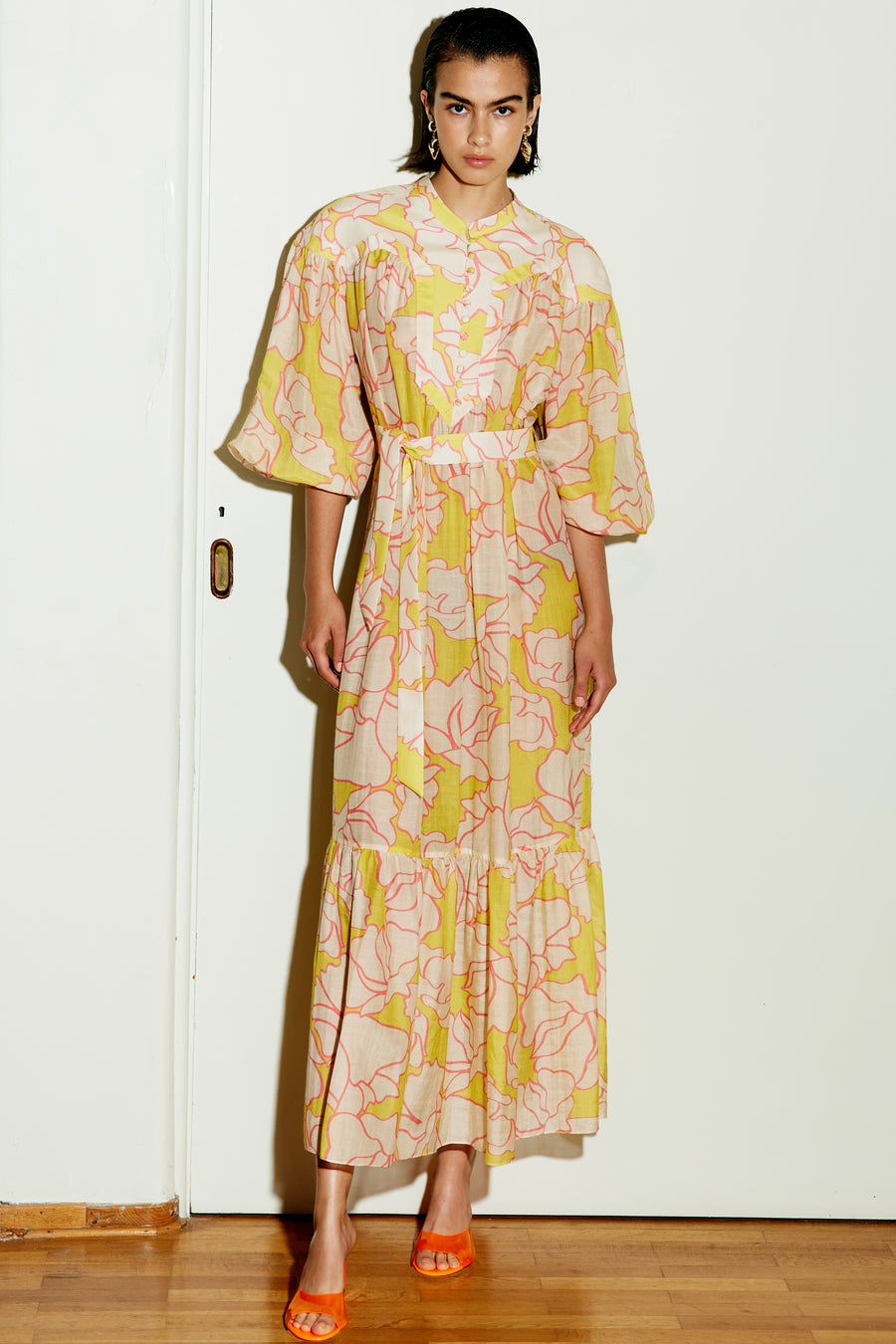 Alisya Maxi Silk Cotton Dress | Light Yellow