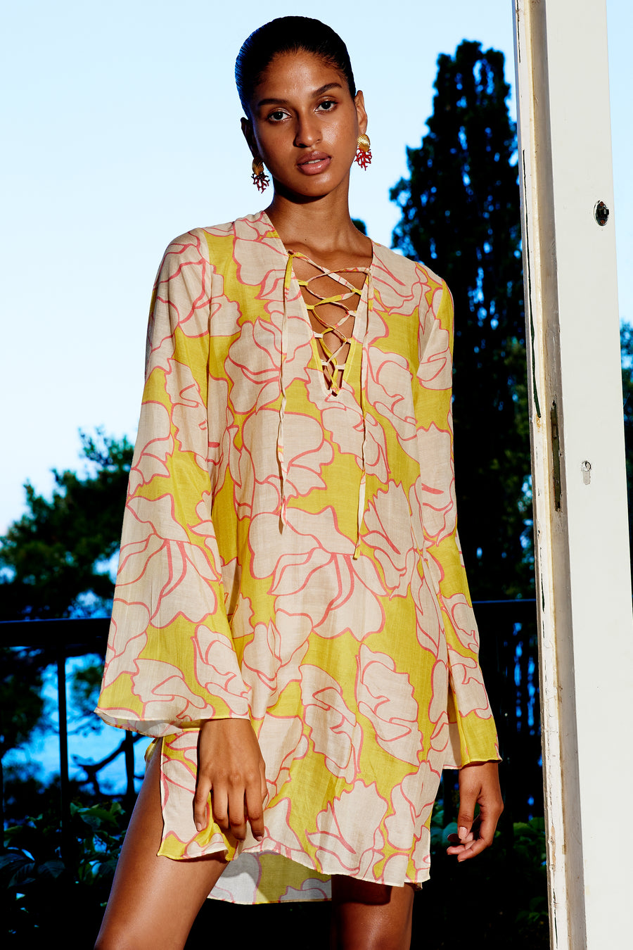 light yellow cotton dress Brandy Mini Silk Cotton Dress