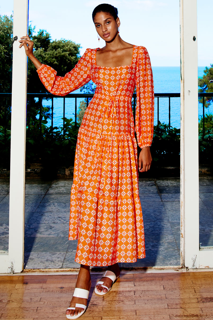 Alessi Cotton Silk Dress | Orange