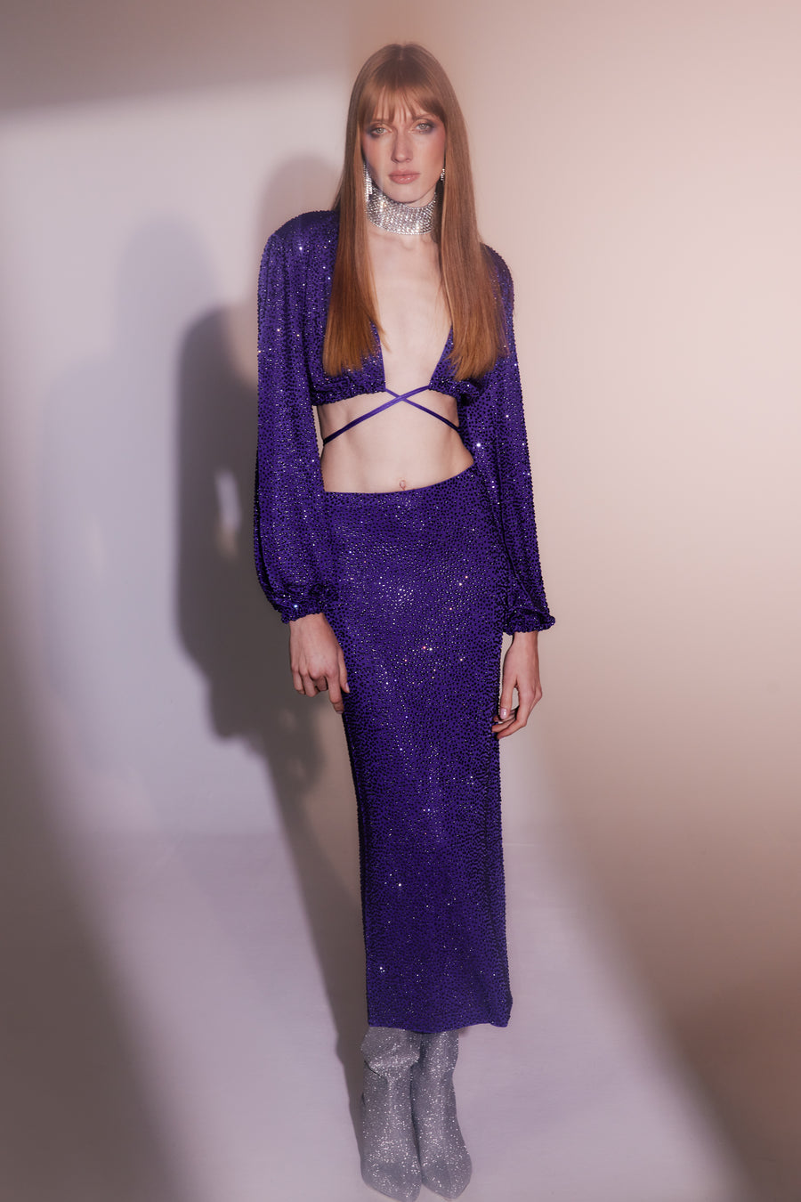 Kira Crystal Skirt | Purple