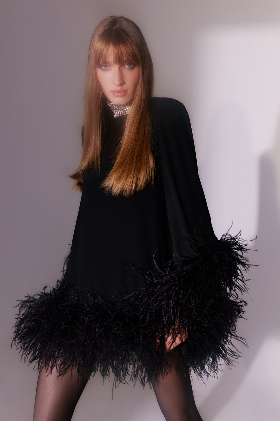 Laticia Dress With Feathers | Black Laticia Dress With Feathers | Black