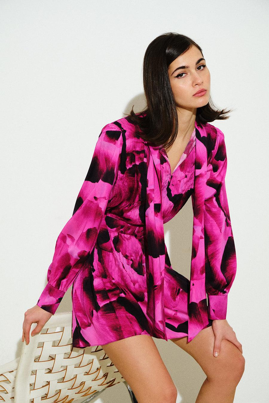 Kendall Mini Silk Dress | Fuschia