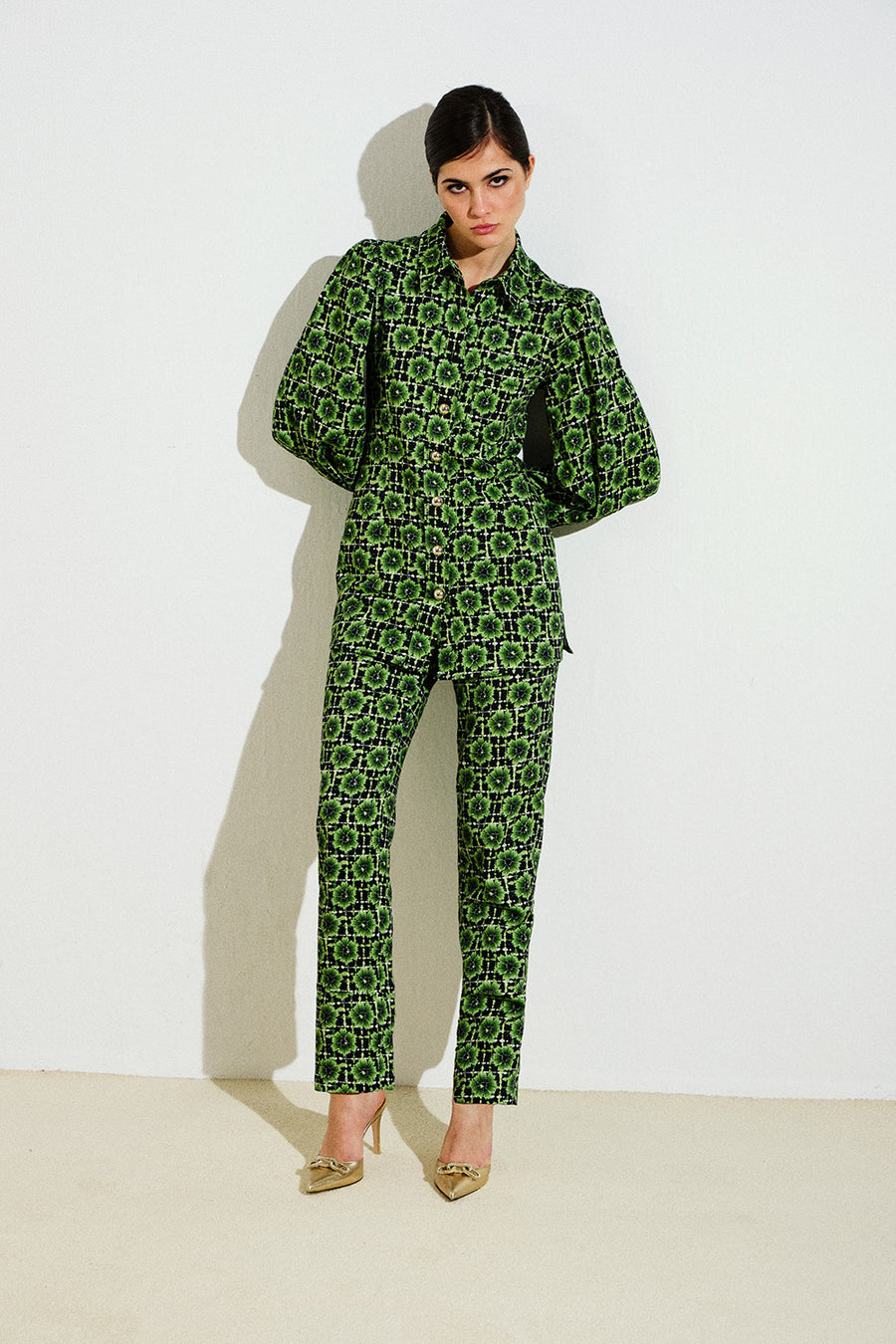 Giuletta Pants | Green Floral-Dyed